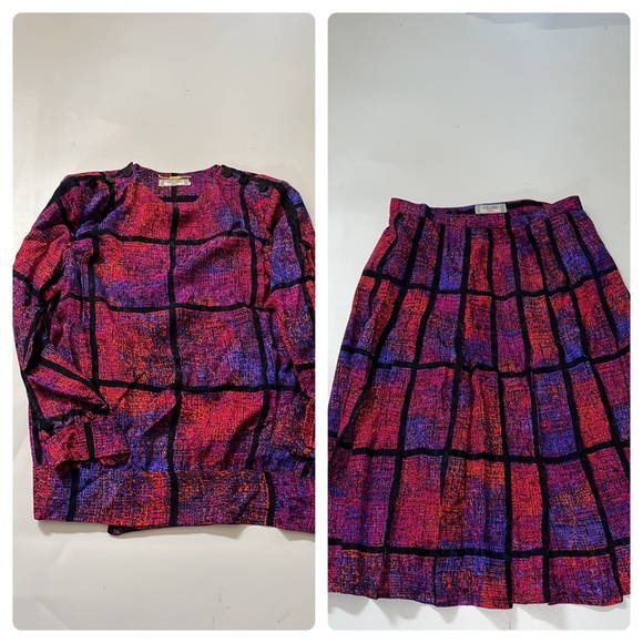 Celine Vintage Retro Multi colored, abstract print, 2piece set, top & skirt - Picture 14 of 14